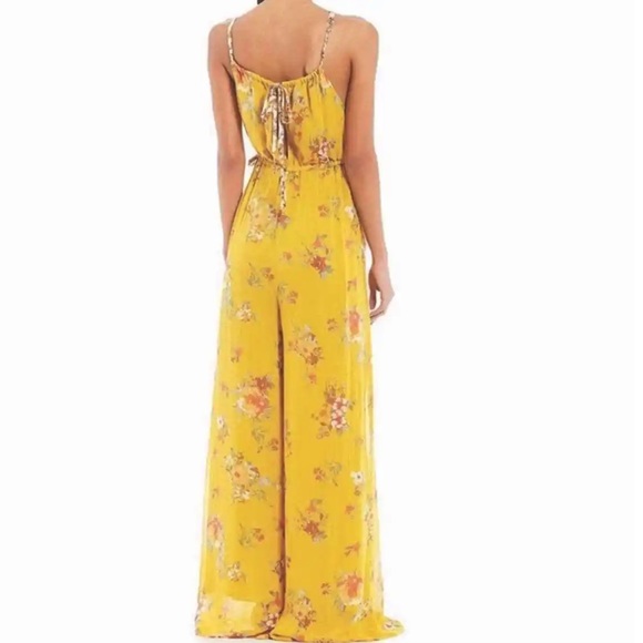 Free People Georgia Floral Chiffon Jumpsuit gold size small - Picture 2 of 7